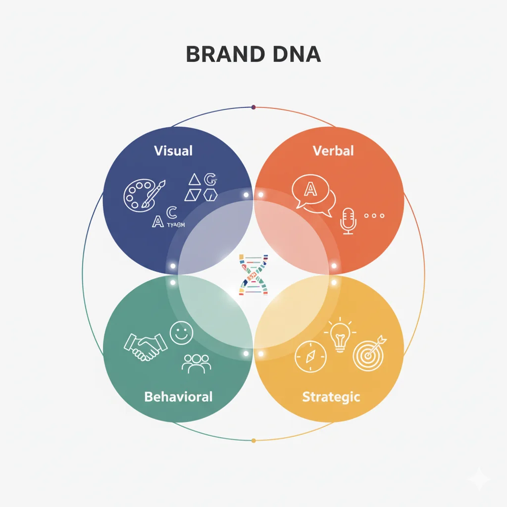 Four layers of brand DNA infographic